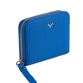 Amalfi Women’s Mini Leather Wallet with Zipped Pocket – Mapi Edition, Blue - Mapi