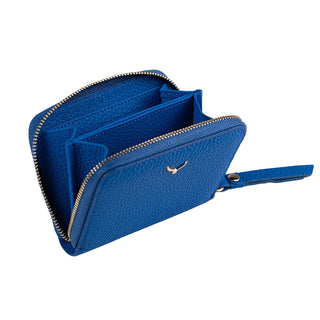 Amalfi Women’s Mini Leather Wallet with Zipped Pocket – Mapi Edition, Blue - Mapi