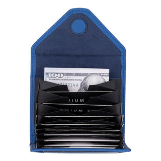 Aoki Leather Card Holder, Pebble Blue - UnBranded