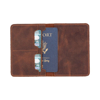 Avventura Leather Passport Wallet, Saddle Brown - UnBranded