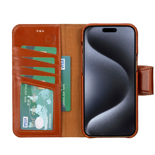 Burkley iPhone 15 Pro Max Wallet Case, Burnished Tan - BlackBrook Case