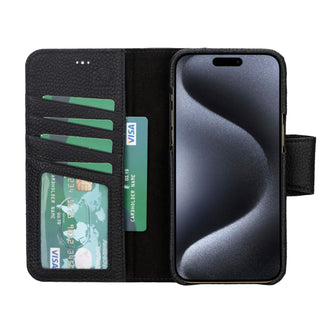 Burkley iPhone 15 Pro Max Wallet Case, Pebble Black - BlackBrook Case