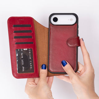 Carter Detachable Leather Wallet Case – iPhone 17 Air, Red - UnBranded