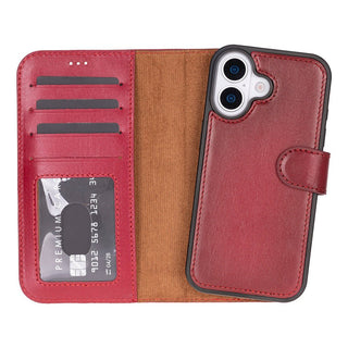 Carter Detachable Leather Wallet Case – iPhone 17, Red - UnBranded