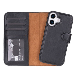 Carter Detachable Leather Wallet Case – iPhone 17, Rustic Black - UnBranded