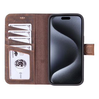 Carter iPhone 15 Pro Max Wallet Case, Distressed Coffee - BlackBrook Case