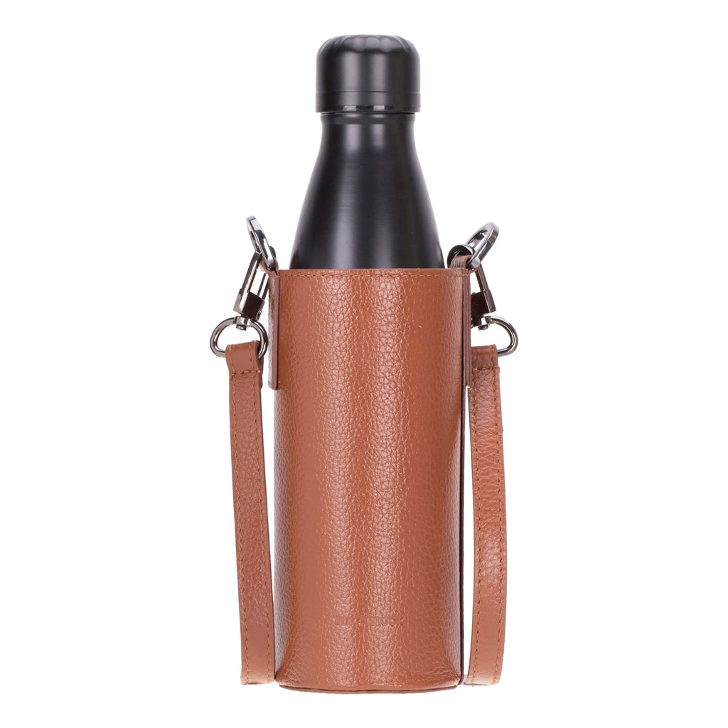 Full‑Grain Leather Crossbody Water Bottle Holder – Travel