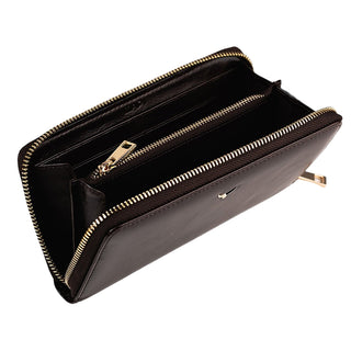 Firenze Women’s Large Leather Wallet with Dual Compartments – Mapi Edition, Brown - Mapi
