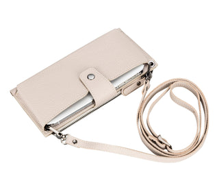 Lozan Strap Leather Crossbody Wallet, Beige - UnBranded