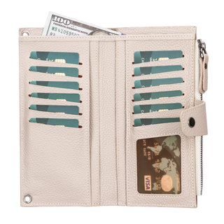 Lozan Strap Leather Crossbody Wallet, Beige - UnBranded