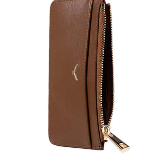 Lucca Women’s Leather Card Holder with Zipper – Mapi Edition, Camel - Mapi