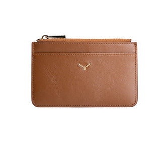Lucca Women’s Leather Card Holder with Zipper – Mapi Edition, Camel - Mapi