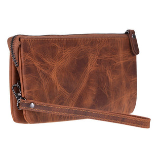 Majeste Leather Clutch Bag, Saddle Brown - UnBranded