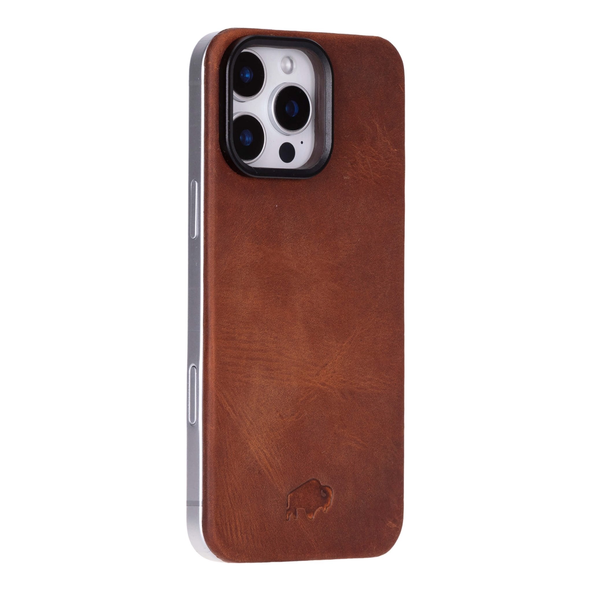 Rohan Magnetic Leather Back iPhone 16 Pro Max Case, Golden Brown - BlackBrook Case