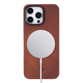 Rohan Magnetic Leather Back iPhone 16 Pro Max Case, Golden Brown - BlackBrook Case