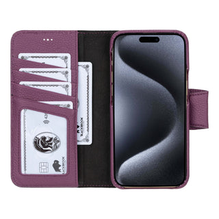 Burkley iPhone 15 Pro MAX Wallet Case, Purple - BlackBrook Case