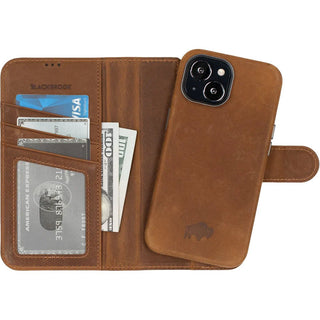 Carson iPhone 14 Plus Wallet Case, Golden Brown - BlackBrook Case