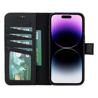 Carter iPhone 15 Pro MAX Wallet Case, Pebble Black - BlackBrook Case