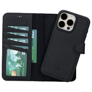 Carter iPhone 15 Pro MAX Wallet Case, Pebble Black - BlackBrook Case