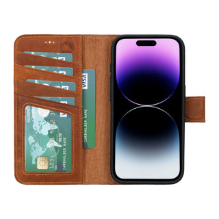 Carter iPhone 15 PRO Wallet Case, Golden Brown - BlackBrook Case