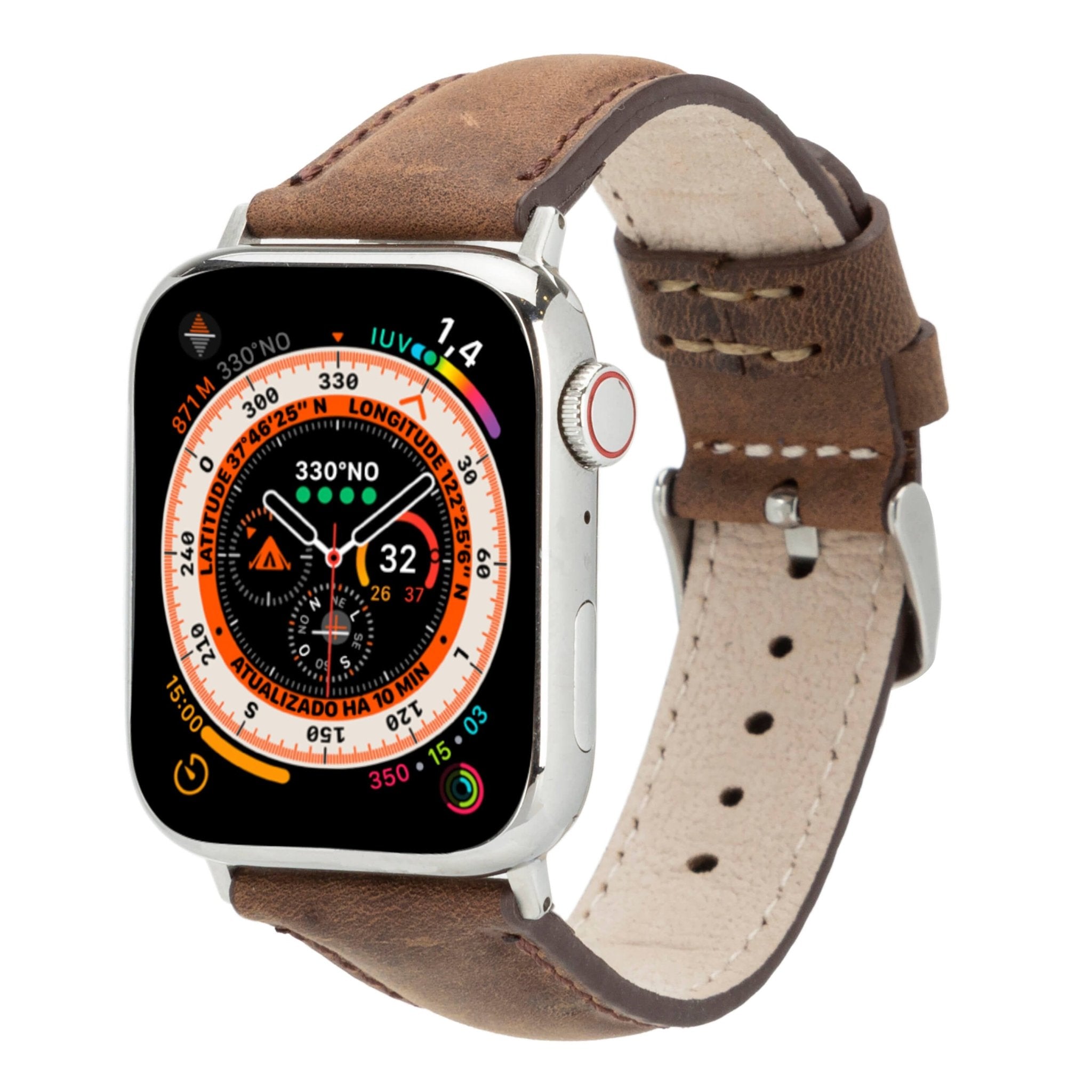 Classic Band for Apple Watch 40mm / 41mm, Distressed Coffee, Silver Hardware - BlackBrook Case