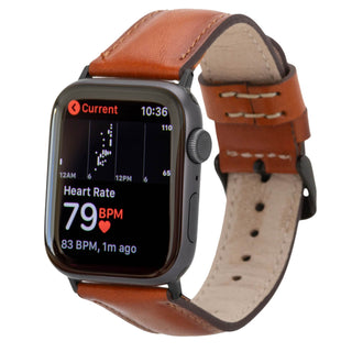 Classic Band for Apple Watch 44mm / 45mm, Burnished Tan, Black Hardware - BlackBrook Case