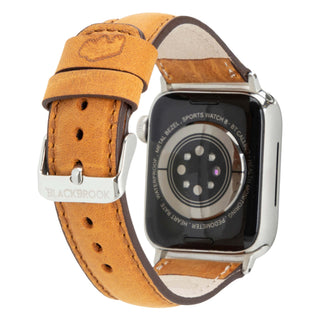 Classic Band for Apple Watch 44mm / 45mm, Golden Brown, Silver Hardware - BlackBrook Case