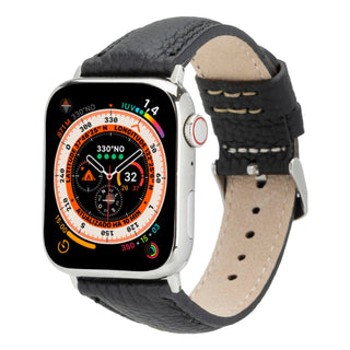 Classic Band for Apple Watch 44mm / 45mm, Pebble Black, Silver Hardware - BlackBrook Case