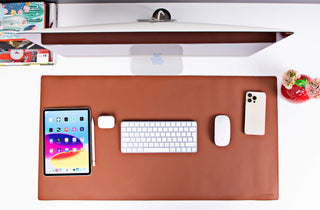 Sutton Leather Desk Mat, Large, Brown - BlackBrook Case