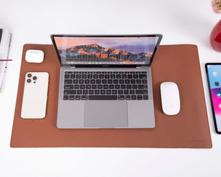 Sutton Leather Desk Mat, Small, Brown - BlackBrook Case