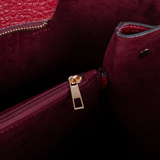 Carrera Novelya — Full-Grain Leather Top Handle Bag, Croco Bordaux