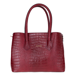 Carrera Novelya — Full-Grain Leather Top Handle Bag, Croco Bordaux