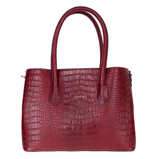 Carrera Novelya — Full-Grain Leather Top Handle Bag, Croco Bordaux