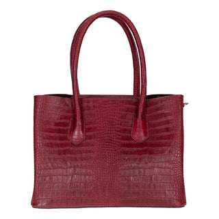 Carrera Novelya — Full-Grain Leather Top Handle Bag, Croco Bordaux