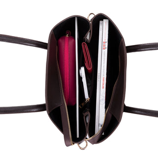 Carrera Novelya — Full-Grain Leather Top Handle Bag, Pebble Brown