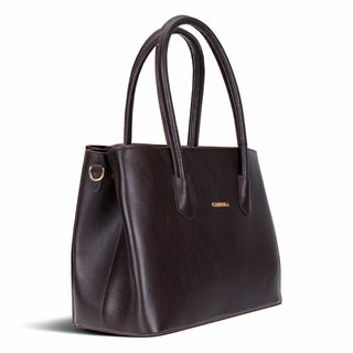 Carrera Novelya — Full-Grain Leather Top Handle Bag, Pebble Brown