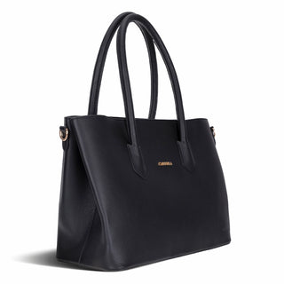 Carrera Novelya — Full-Grain Leather Top Handle Bag, Pebble Black