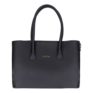 Carrera Novelya — Full-Grain Leather Top Handle Bag, Pebble Black