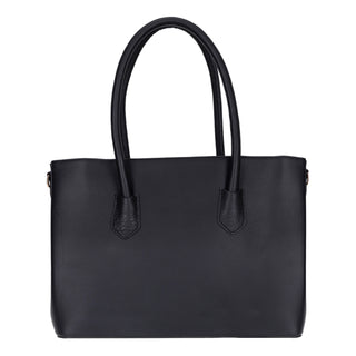 Carrera Novelya — Full-Grain Leather Top Handle Bag, Pebble Black