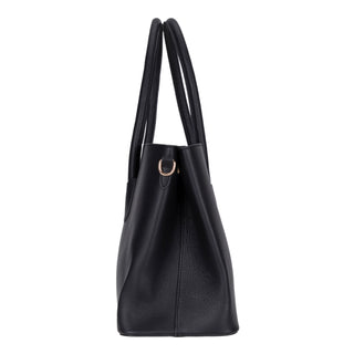 Carrera Novelya — Full-Grain Leather Top Handle Bag, Pebble Black