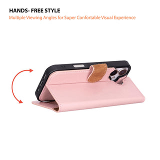 Carter Detachable Leather Wallet Case – iPhone 17, Pink