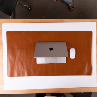 Natural Leather Desk Mat (48cm x 91 cm), Tan UnBranded