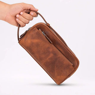 Trevor Leather Dopp Kit, Saddle Brown