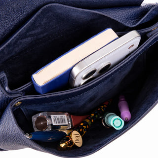 Carrera Arvelia Leather Women's Top Handle & Shoulder Bag, Navy Blue