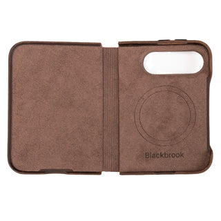 Classic Leather Folio Wallet Case for iPhone Duo, Distressed Coffee