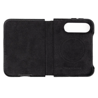 Classic Leather Folio Wallet Case for iPhone Duo, Pebble Black