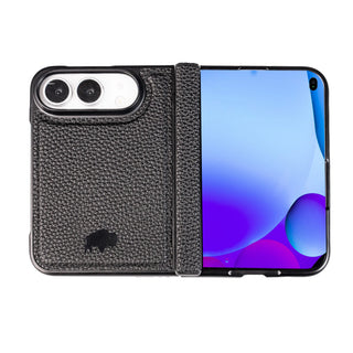 York Leather MagSafe Snap-On Case for iPhone Duo, Pebble Black