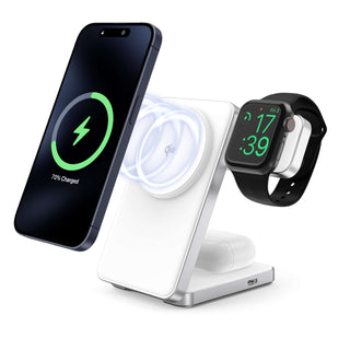 3 - in - 1 Foldable Qi2 Wireless Charger, White - BlackBrook Case