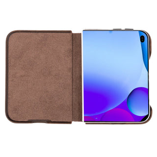 Classic Leather Folio Wallet Case for iPhone Duo, Distressed Coffee