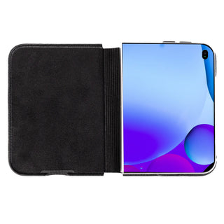 Classic Leather Folio Wallet Case for iPhone Duo, Pebble Black